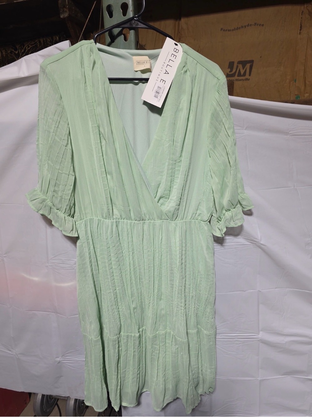 Bella Canvas Light Mint Green V-Neck Wrap Dress